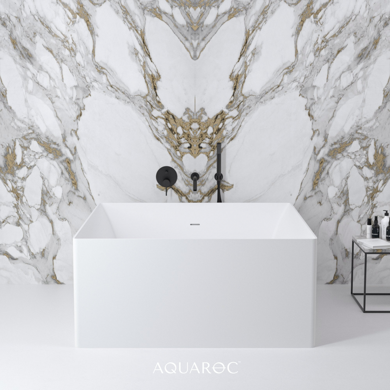 Firenze Solid Surface Stone Resin Freestanding Square Bath 1200