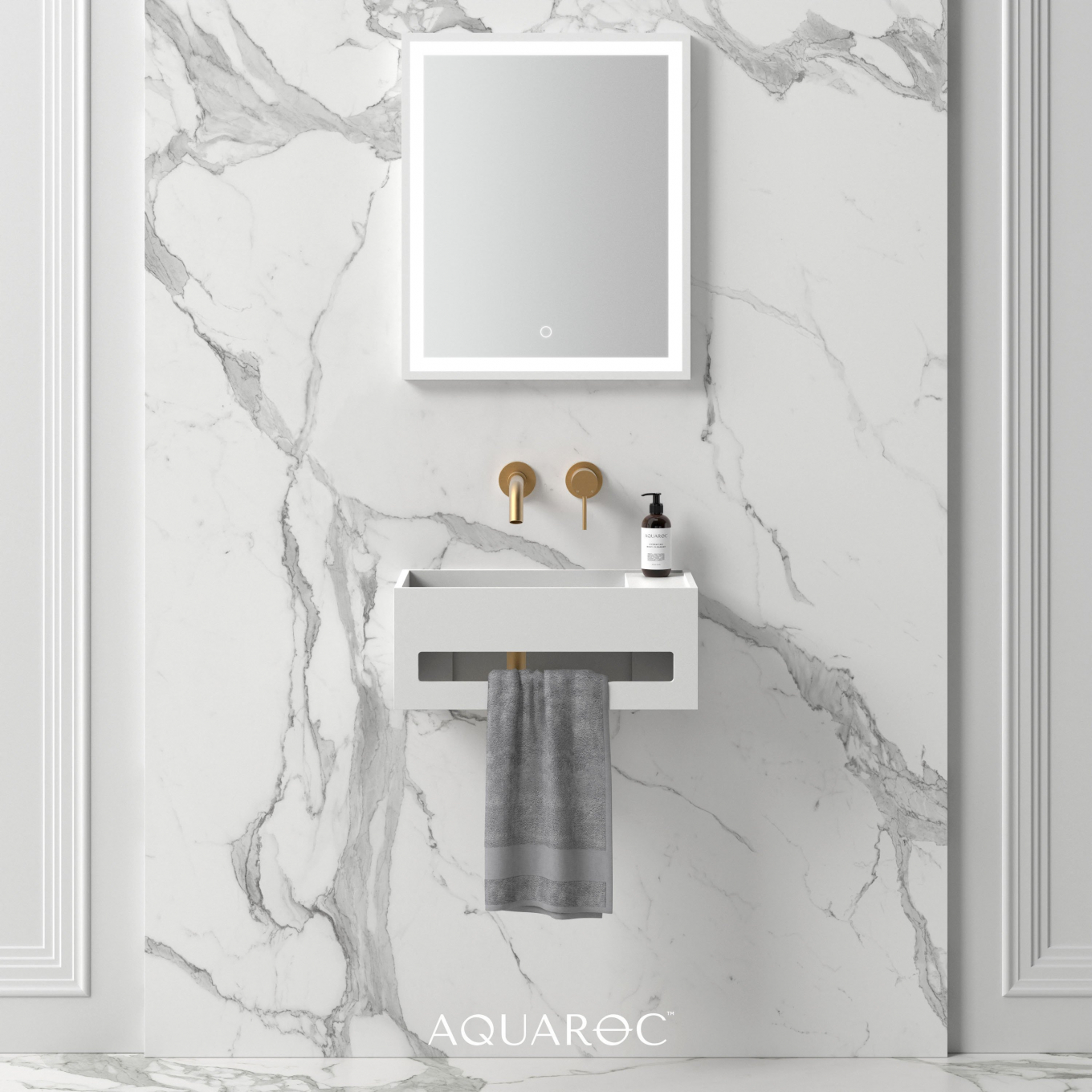 Flow Solid Surface Stone Resin Wall Hung Basin 500