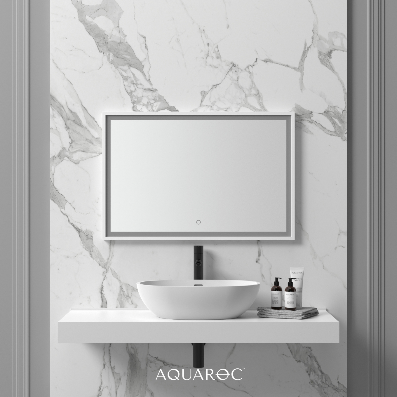 Allure Solid Surface Stone Resin Backlit & Demister Mirror 900