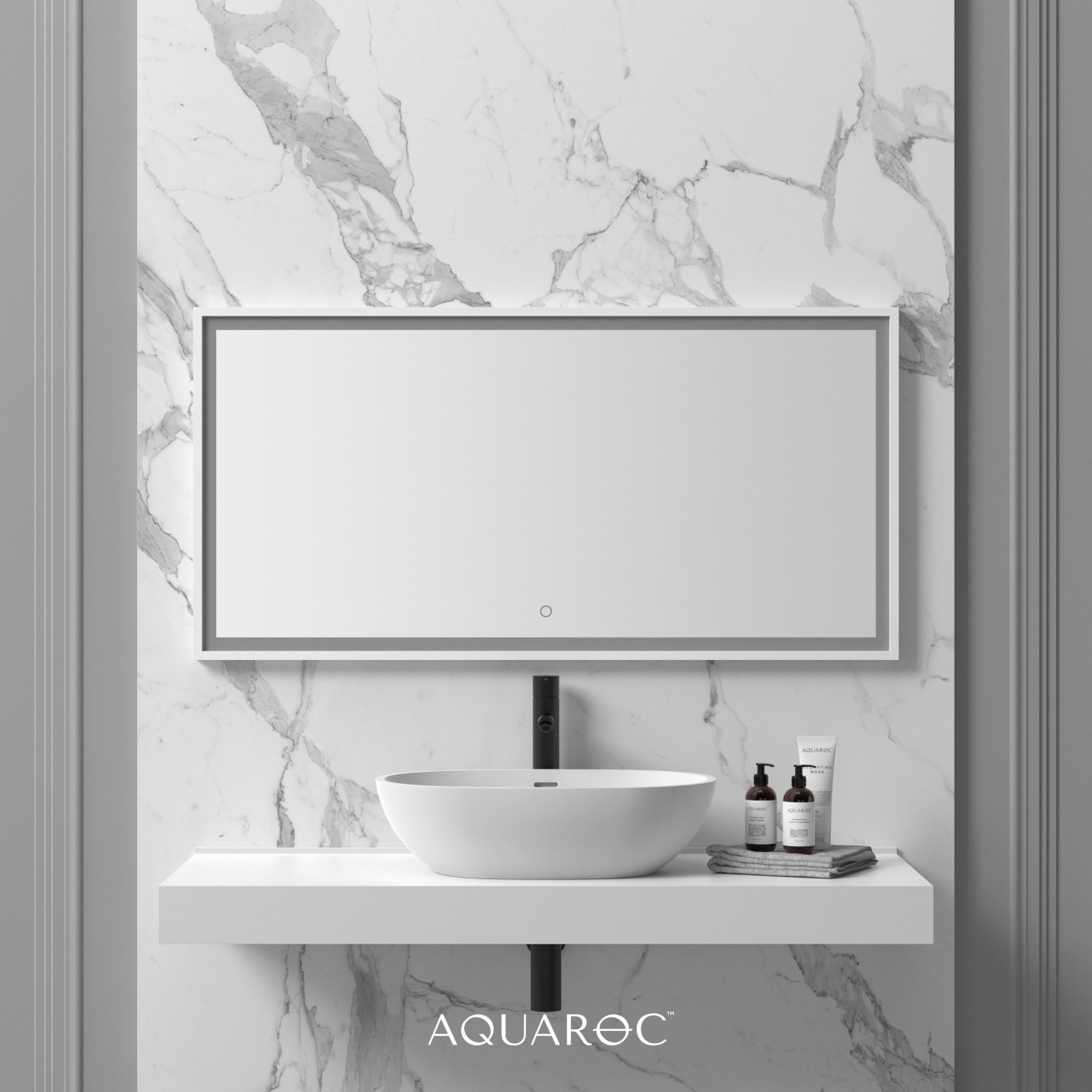 Allure Solid Surface Stone Resin Backlit & Demister Mirror 1200