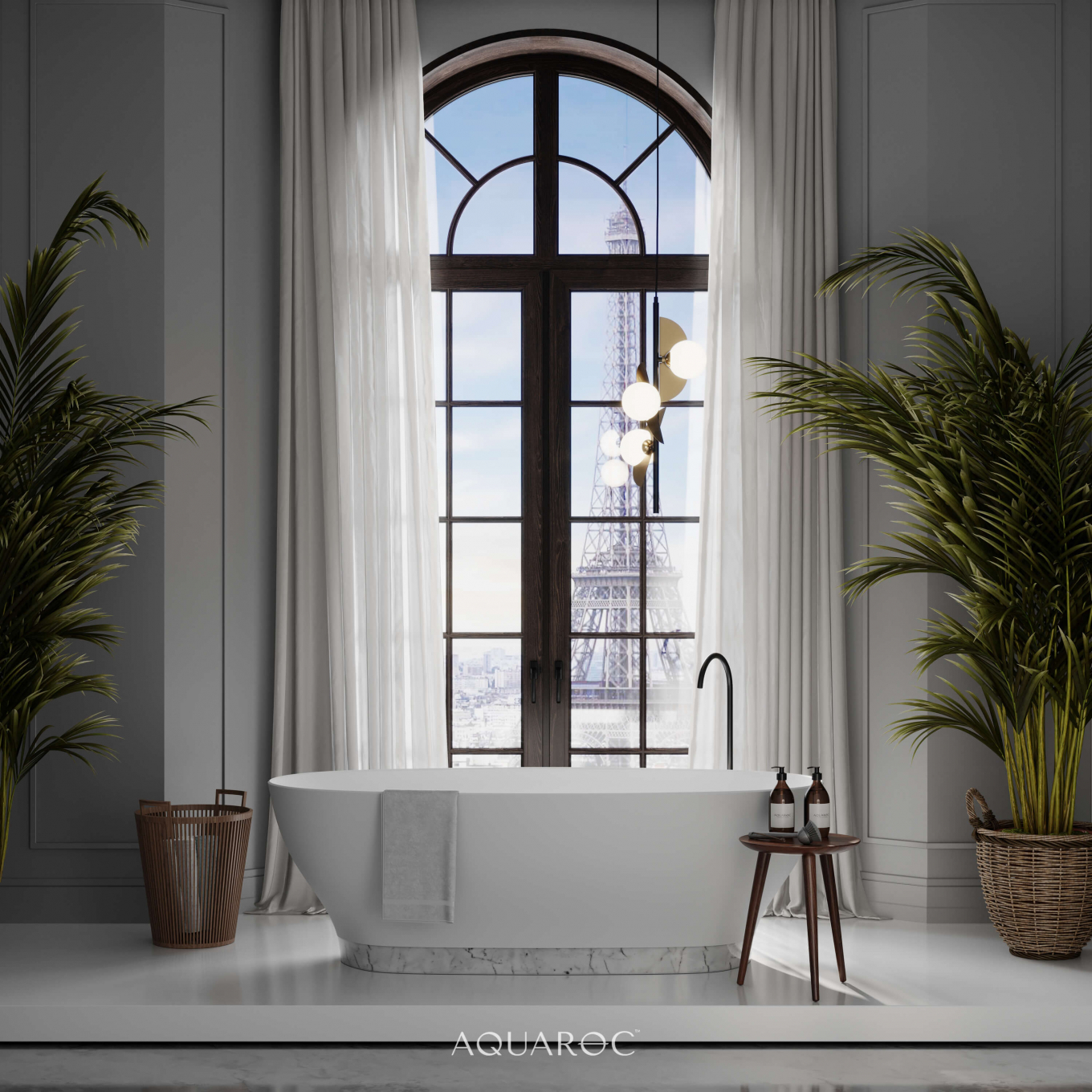 Empressa Solid Surface Stone Resin & Carrara Marble Base Freestanding Bath 1700