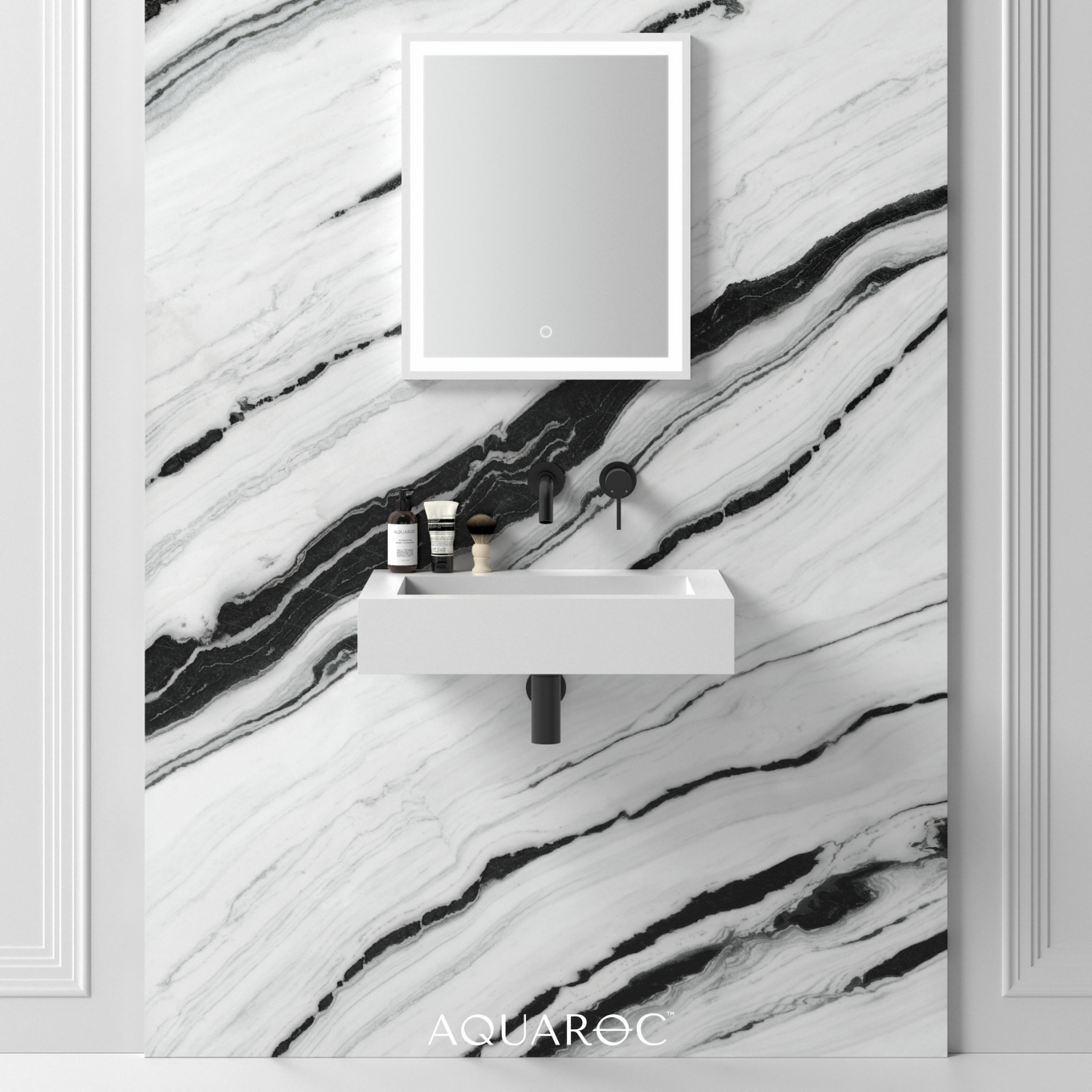 Fiora Solid Surface Stone Resin Wall Hung Basin 600