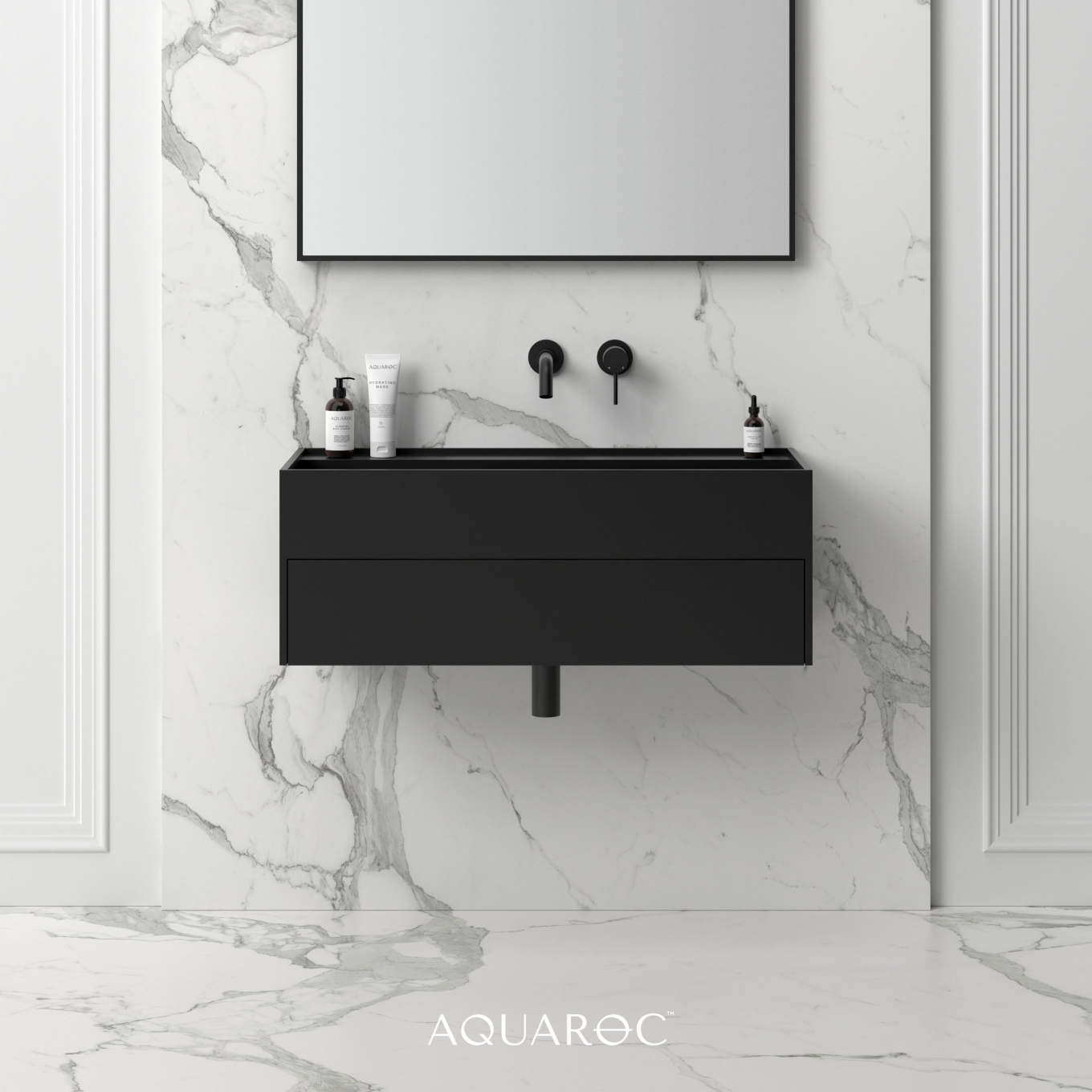 Nero Bathroom Vanity Unit Matte Black 900