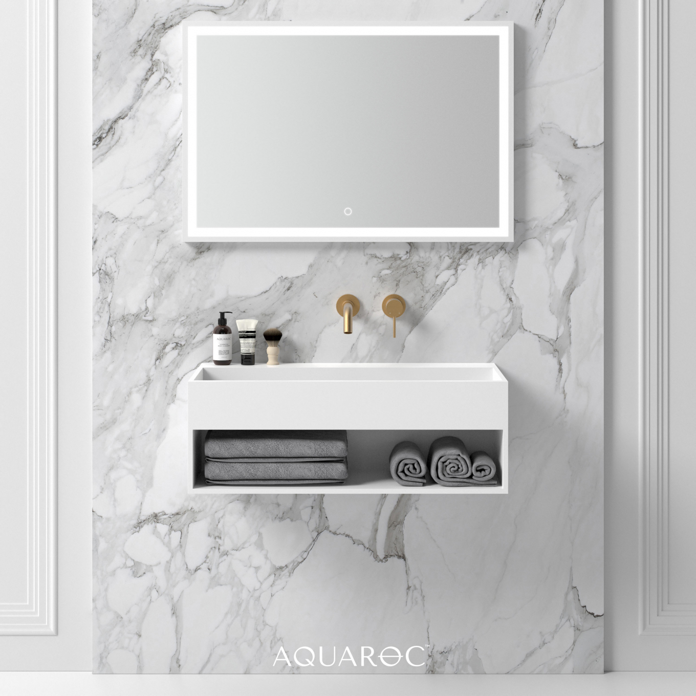 Quadra Solid Surface Stone Resin Wall Hung Basin 800