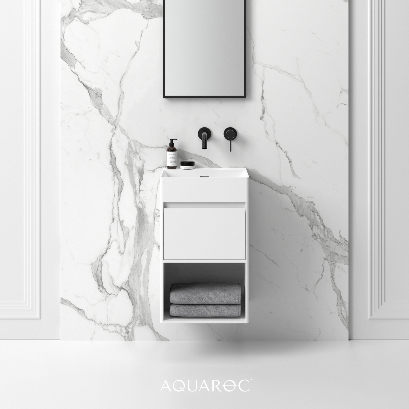 Monza Solid Surface Stone Resin Wall Hung Vanity Unit 400