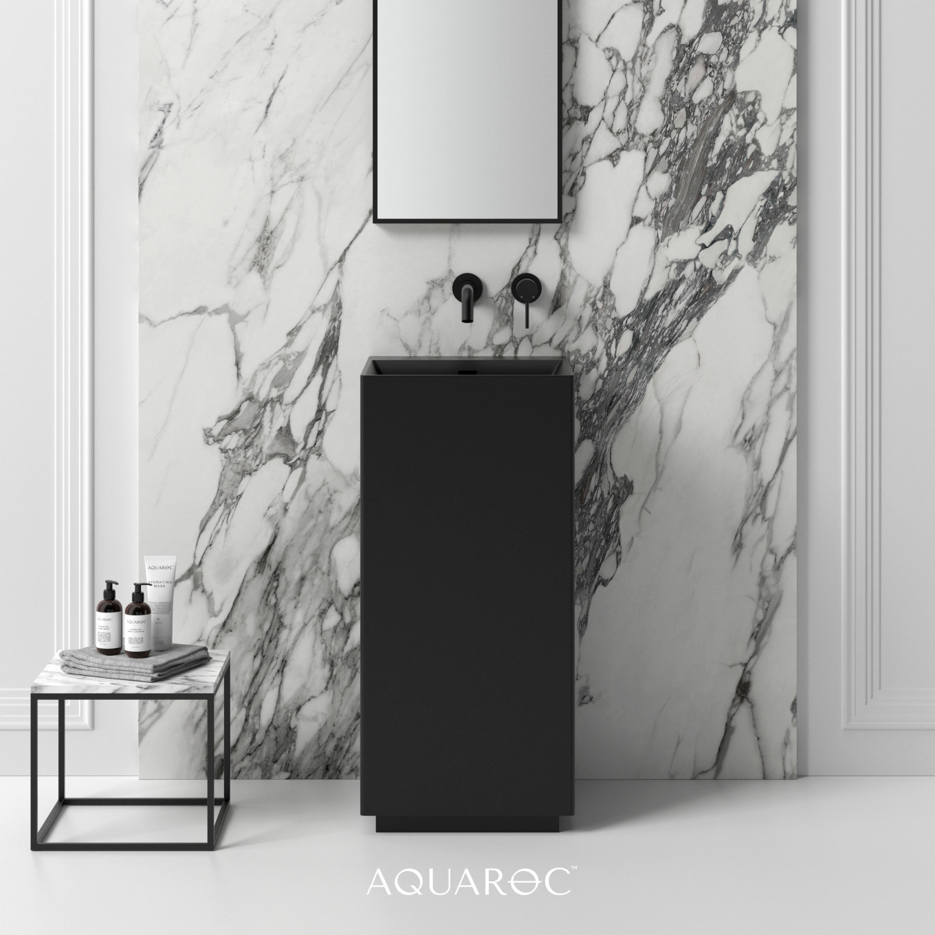 Kudos Solid Surface Stone Resin Freestanding Basin Matte Black 420