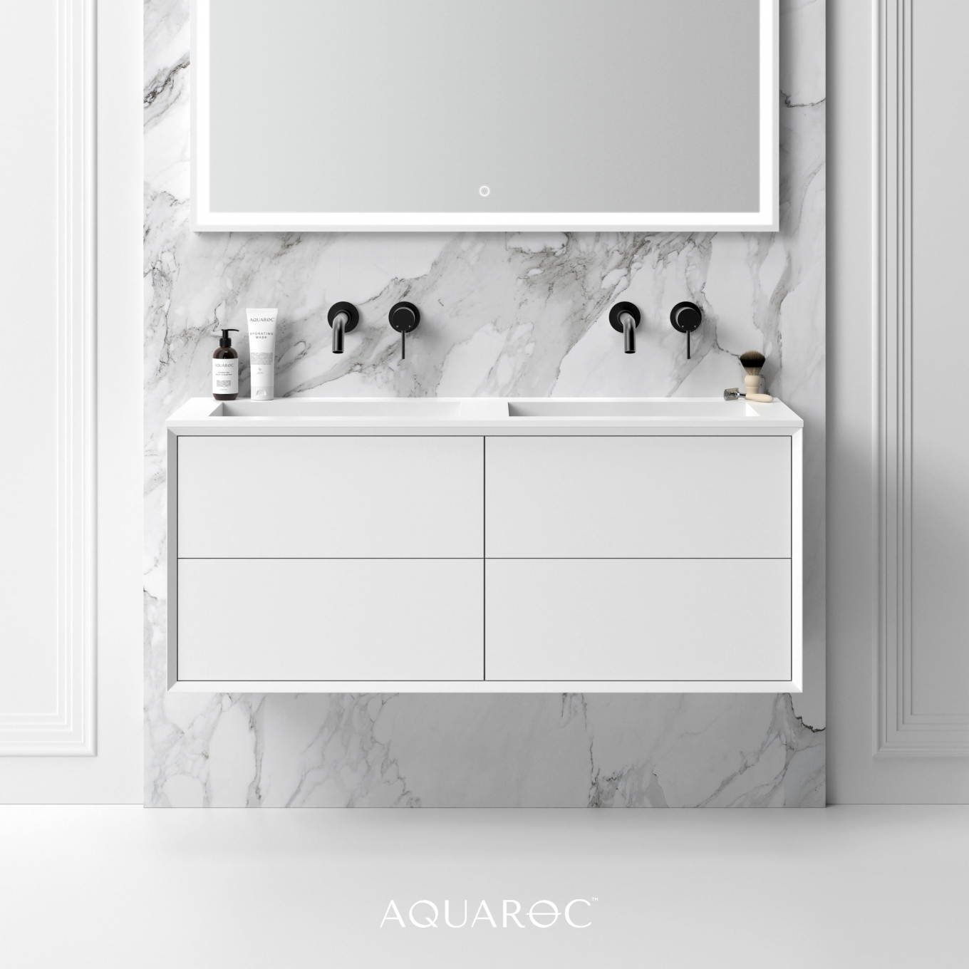 Puro Bathroom Double Vanity Unit Matte White 1200