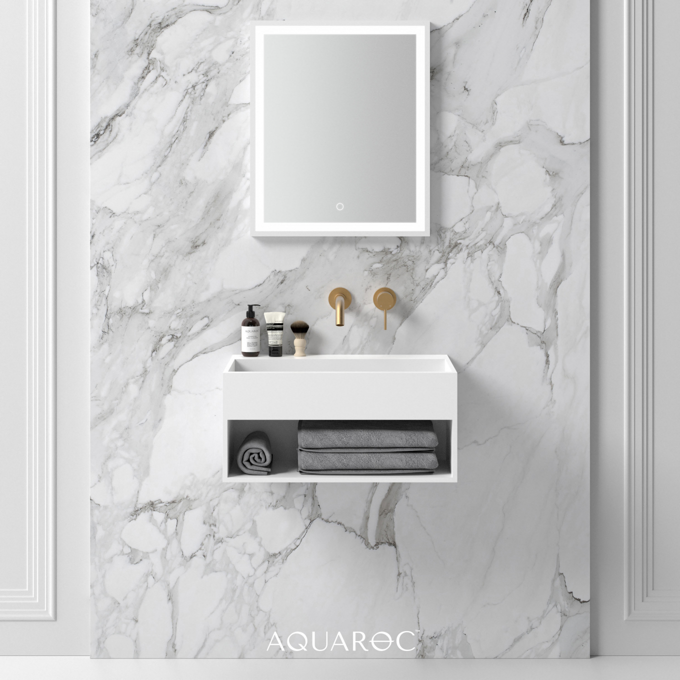 Quadra Solid Surface Stone Resin Wall Hung Basin 600