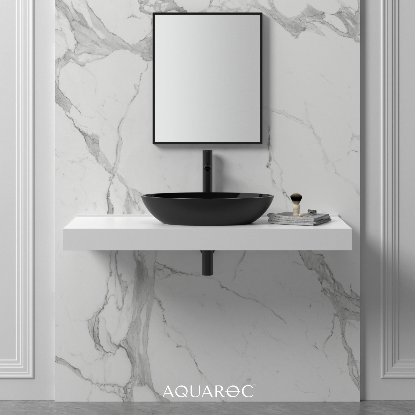 Zenith Solid Surface Stone Resin Matte Black Counter Top Basin 580