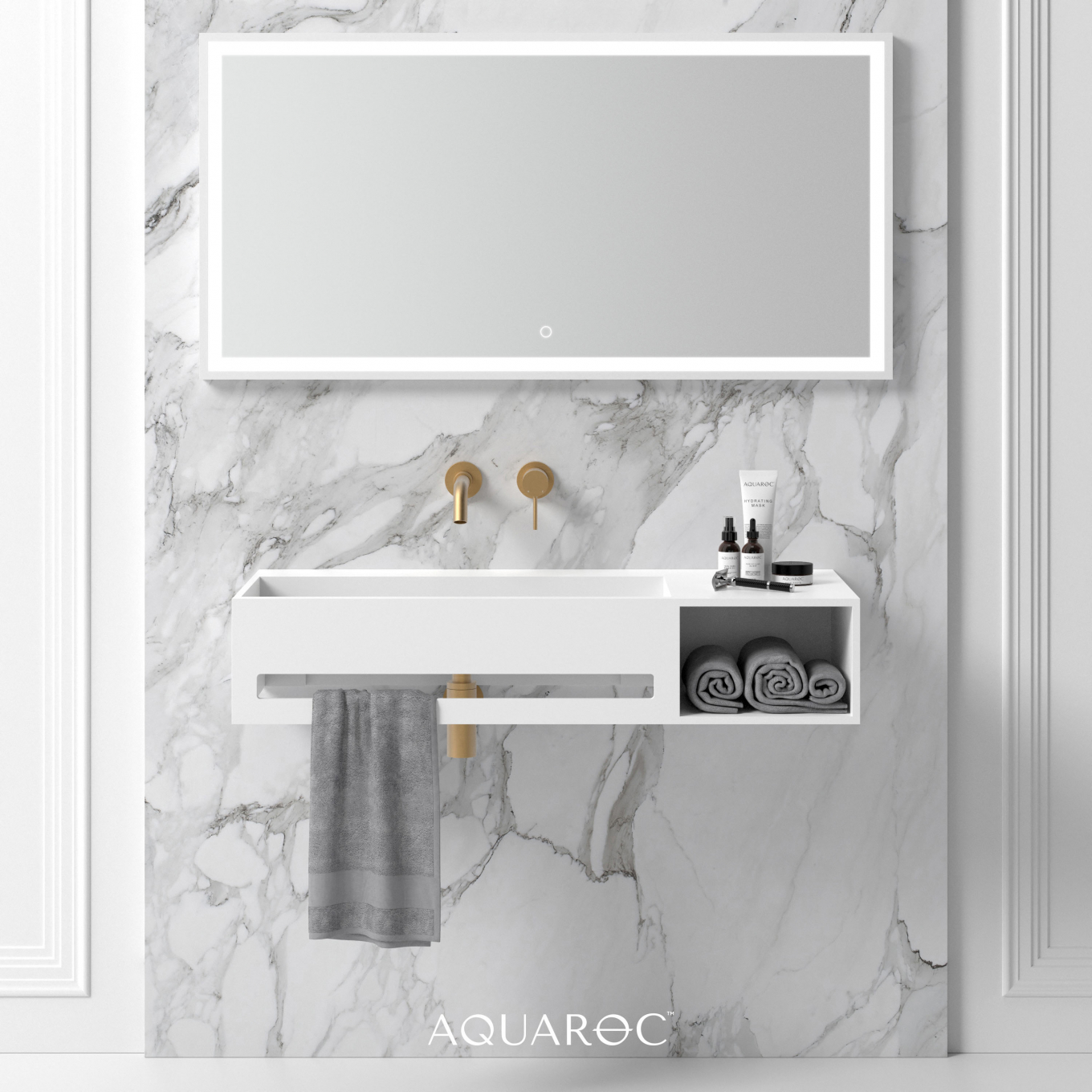 Quadra Solid Surface Stone Resin Wall Hung Basin 1000