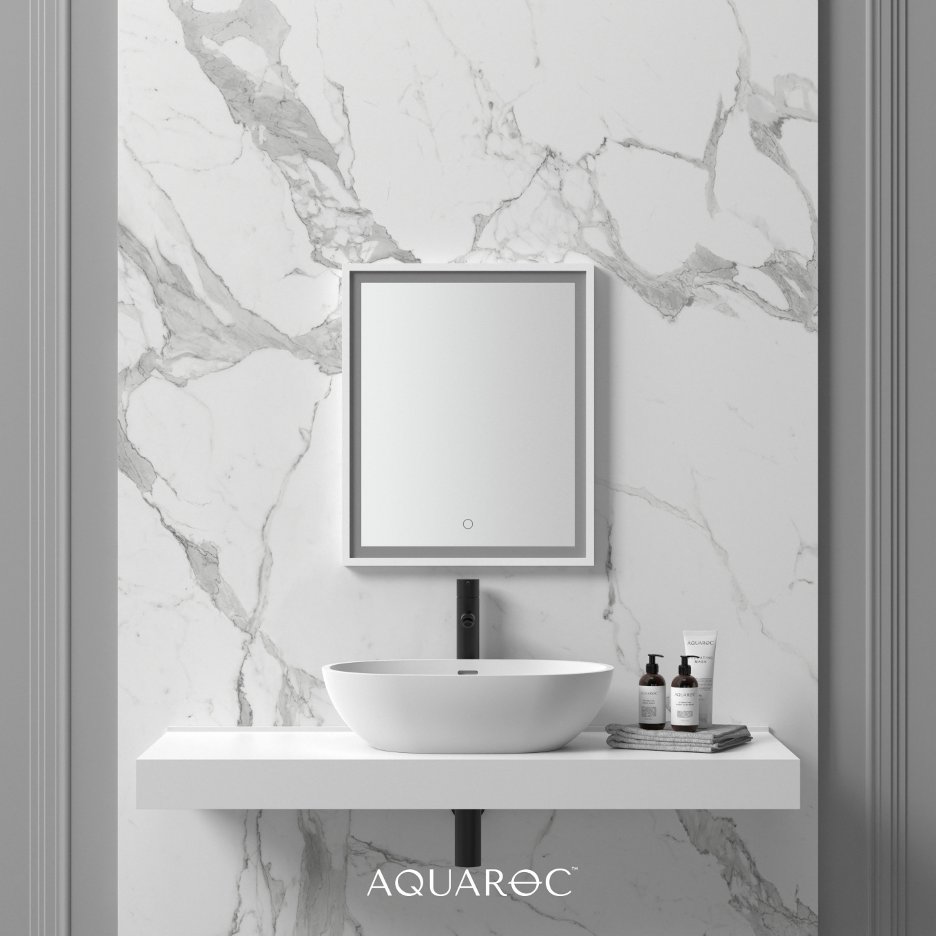 Allure Solid Surface Stone Resin Backlit & Demister Mirror 500