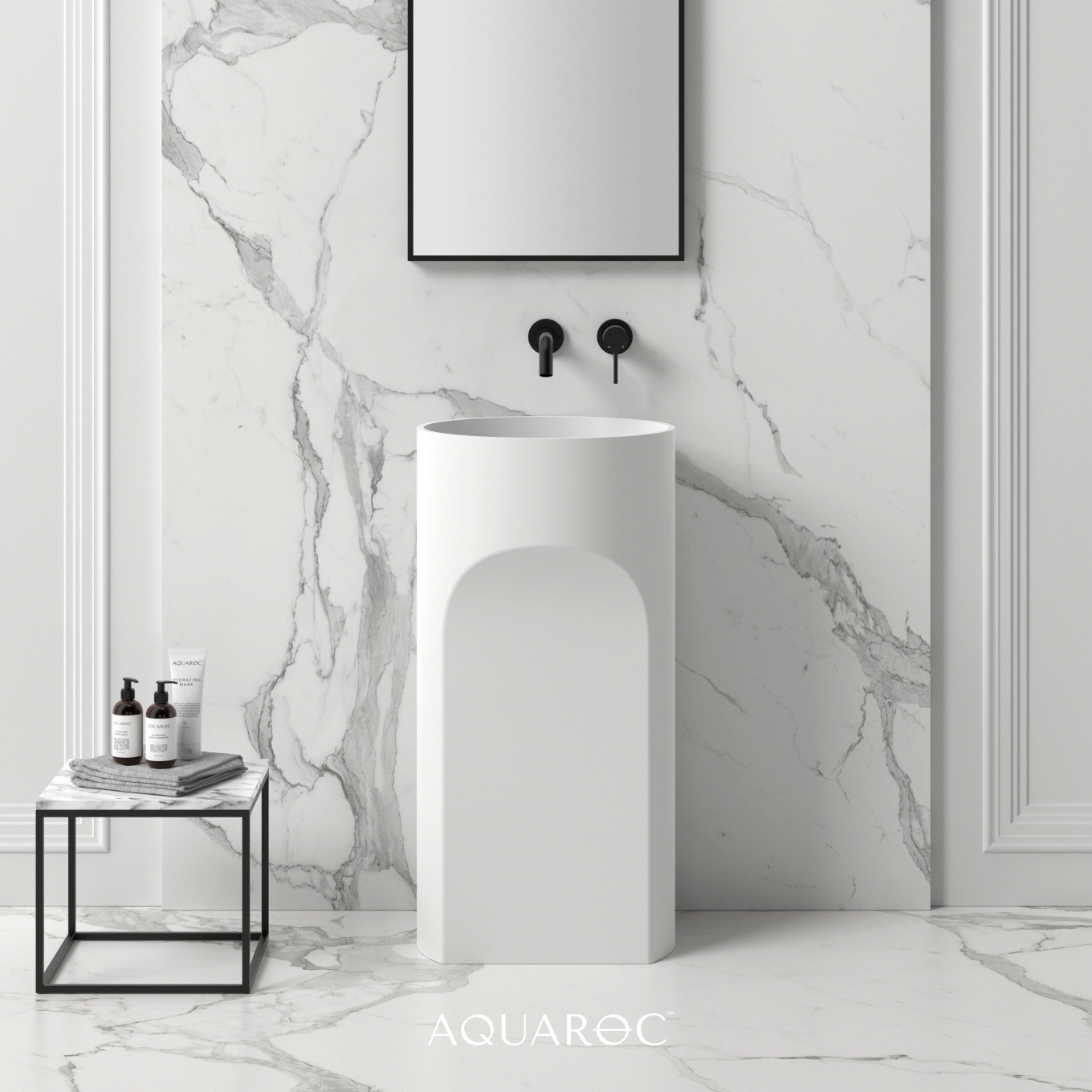 Apollo Solid Surface Stone Resin Freestanding Basin 450