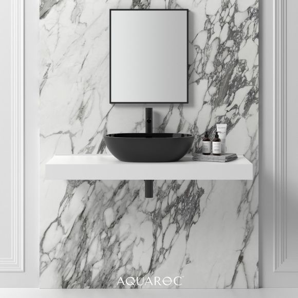 Enzo Solid Surface Stone Resin Matte Black Counter Top Basin 550