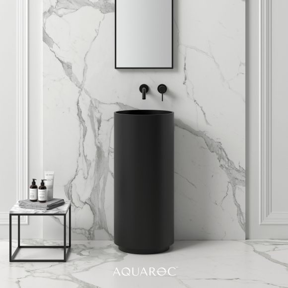 Circolo Solid Surface Stone Resin Freestanding Basin Matte Black 400