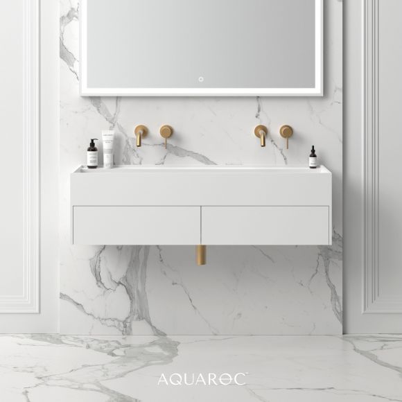 Nero Bathroom Double Vanity Unit Matte White 1200