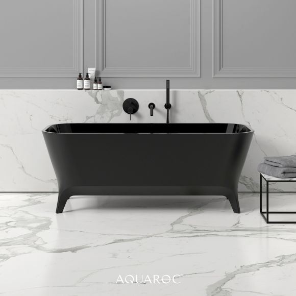 Paris Solid Surface Stone Resin Matte Black Freestanding Bath 1600