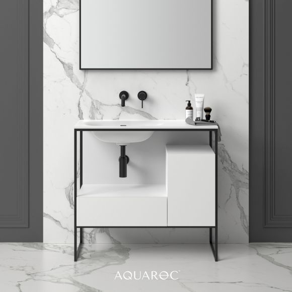 Niche Matte Black Frame Freestanding Bathroom Vanity Unit 900