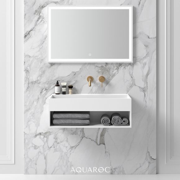 Quadra Solid Surface Stone Resin Wall Hung Basin 800