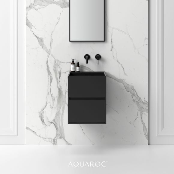 Kudos Solid Surface Stone Resin Wall Hung Vanity Unit Matte Black 400