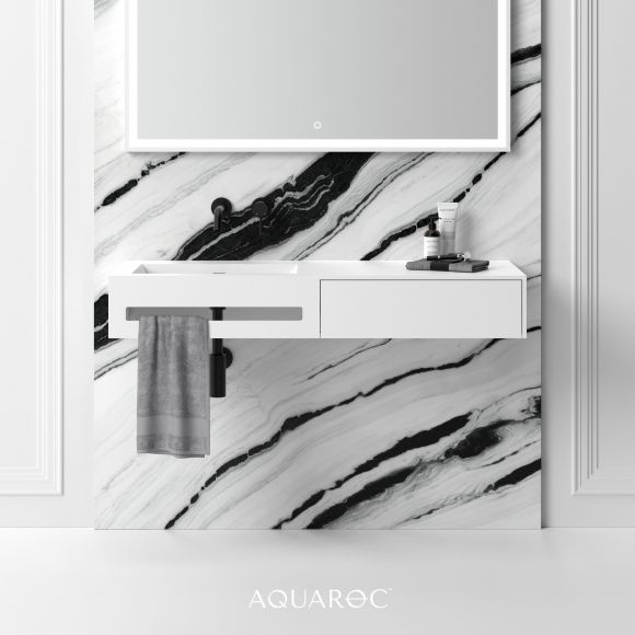 Linear Solid Surface Stone Resin Wall Hung Basin 1200