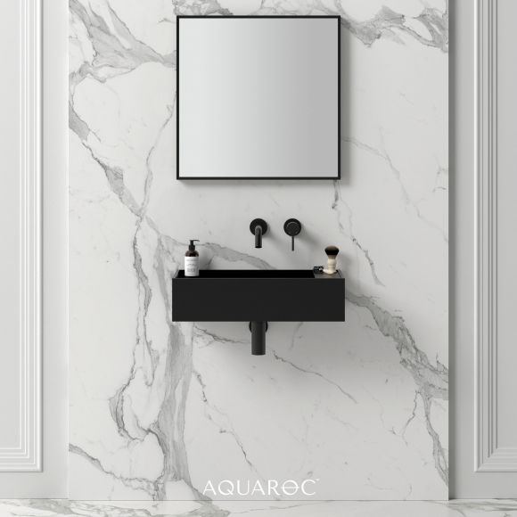 Mode Solid Surface Stone Resin Wall Hung Basin Matte Black 600
