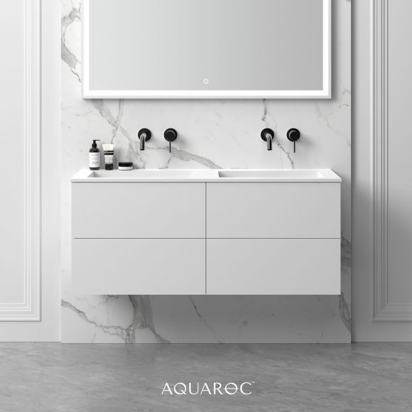 One Bathroom Double Vanity Unit Matte White 1200