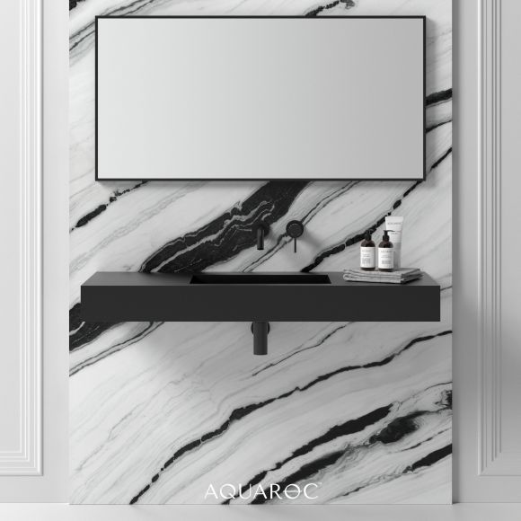 Fiora Solid Surface Stone Resin Wall Hung Matte Black Basin 1200