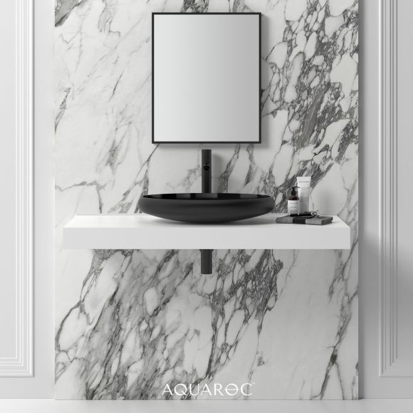 Camellia Solid Surface Stone Resin Matte Black Counter Top Basin 600