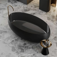 Camellia Solid Surface Stone Resin Matte Black Freestanding Bath 1700