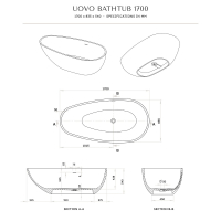 Uovo Solid Surface Stone Resin Freestanding Bath 1700