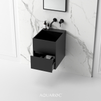 Kudos Solid Surface Stone Resin Wall Hung Vanity Unit Matte Black 400