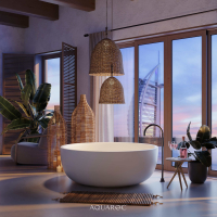 Circolo Solid Surface Stone Resin Freestanding Round Bath D1350