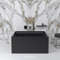 Firenze Solid Surface Stone Resin Matte Black Freestanding Square Bath 1200