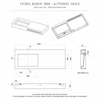Fiora Solid Surface Stone Resin Wall Hung Basin 1200 Towel