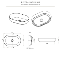 Rivera Solid Surface Stone Resin Counter Top Basin 580