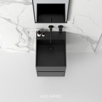 Kudos Solid Surface Stone Resin Wall Hung Vanity Unit Matte Black 400