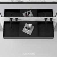 Atlante Solid Surface Stone Resin Wall Hung Double Basin Matte Black 1200