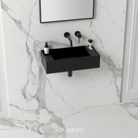 Mode Solid Surface Stone Resin Wall Hung Basin Matte Black 600