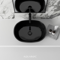 Enzo Solid Surface Stone Resin Matte Black Counter Top Basin 550