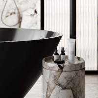 Zenith Solid Surface Stone Resin Matte Black Freestanding Bath 1750