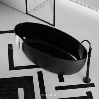 Enzo Solid Surface Stone Resin Matte Black Freestanding Bath 1650