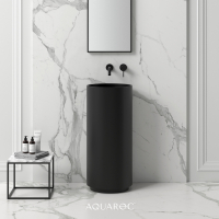 Circolo Solid Surface Stone Resin Freestanding Basin Matte Black 400