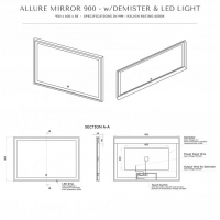 Allure Solid Surface Stone Resin Backlit & Demister Mirror 900
