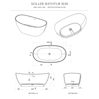 Soller Solid Surface Stone Resin Freestanding Bath 1630