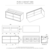 Puro Bathroom Double Vanity Unit Matte White 1200