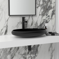Camellia Solid Surface Stone Resin Matte Black Counter Top Basin 600