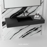 Fiora Solid Surface Stone Resin Wall Hung Matte Black Basin 1200
