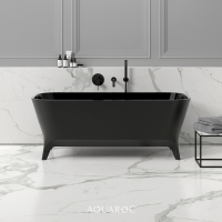 Paris Solid Surface Stone Resin Matte Black Freestanding Bath 1600