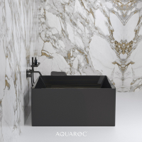 Firenze Solid Surface Stone Resin Matte Black Freestanding Square Bath 1200