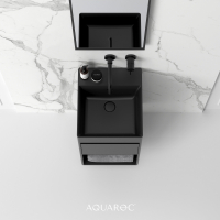 Monza Solid Surface Stone Resin Wall Hung Vanity Unit Matte Black 400